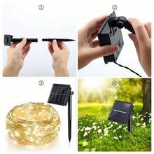 Cordão de Luz Solar Fio de Cobre 22m LED, Luz Colorida/Branco Quente/Branco Frio, À Prova D'água, Decoração Natal, Ano Novo, Jardim e Festa - Cordão de luzes de fio de cobre movido a energia solar com 22 metros de comprimento - Visão 5