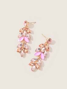Valisandre Pendientes de gota con strass - Rosa - Ver 3