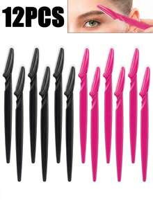 60/50/40/30/20/12/5pcs Portable Eyebrow Razors, Ergonomic Handle, Unisex Body Hair Trimmer, Anti-Scratch Blade Guard Eyebrow Shaver, Travel & Home Economic Beauty Tool, Exquisite Small Gift - Beige - View 15