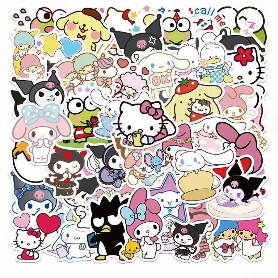 SANRIO 50 قطعة/100 قطعة/ملصقات مختلطة عشوائية من سلسلة سانريو مخصصة للدفتر، المخطط، هدية العطلة، هدية عيد الميلاد، لعبة بينغو، الثلاجة، زجاجة المياه، السيارة، حقيبة الظهر، علبة الأقلام - متعدد الألوان - مشاهدة 1