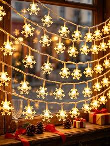 1pc 1.5/3/6m Indoor Decoration Snowflake Light String,Battery Power Supply,Christmas Room Decor, Bedroom Decor, Wall Decor And Desktop Decor Snowflake Light String,Christmas Party, Christmas Tree Decoration Light String,Winter Decor Snowflake Lights - Snowflake - View 7