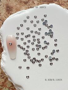 30pcs Nail Art Studs, Spiral Flower Round Square Rectangular Rivet Decorations, Minimalist Versatile All-Match Accessories - Multicolor - View 34
