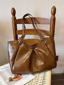 Vintage Large Capacity Tote Bag For Women, New Fashion Versatile Commuter Shoulder Bag - Brown - View 9