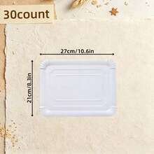 15/30/60pcs Disposable White Rectangular Paper Plates, Lightweight Large Size Bulk Pack, Suitable For Desserts, Cakes, Snacks, Disposable Tableware For Home Dining, Birthday, Wedding, Picnic, BBQ, Holiday And Party - White - View 20