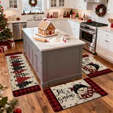 1/2/3pcs Christmas Theme Kitchen Rugs, Flannel Kitchen Rugs Comfortable Soft Absorbent Non-Slip Machine Washable With Non-Slip Backing Suitable For Multiple Scenes Entrance Living Room Bedroom Kitchen Dining Room Bathroom Laundry Room Hallway Christmas Holiday Home Decor - Multicolor - View 6