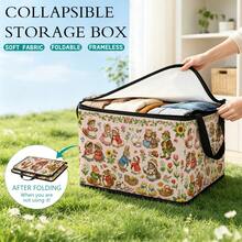 Multi-Size Options, Fun Cartoon Print Foldable Storage Box With Zipper Handle, Upgraded Fabric Large Capacity Storage Organizer, Suitable For Wardrobe, Dorm, Underbed Storage, Clothes, Bedding, Toys, Miscellaneous Items, Home Moving Organization - Multi-color - View 7