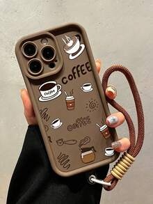 Autumn Fashion Retro Personalized Afternoon Tea Coffee Lanyard: High Bamboo Lens Full Coverage Compatible With Apple 18/18Pro/18ProMax/17/17Pro/17ProMax/16/16Pro/16ProMax/15/14/13/12/11 - Brown - View 2