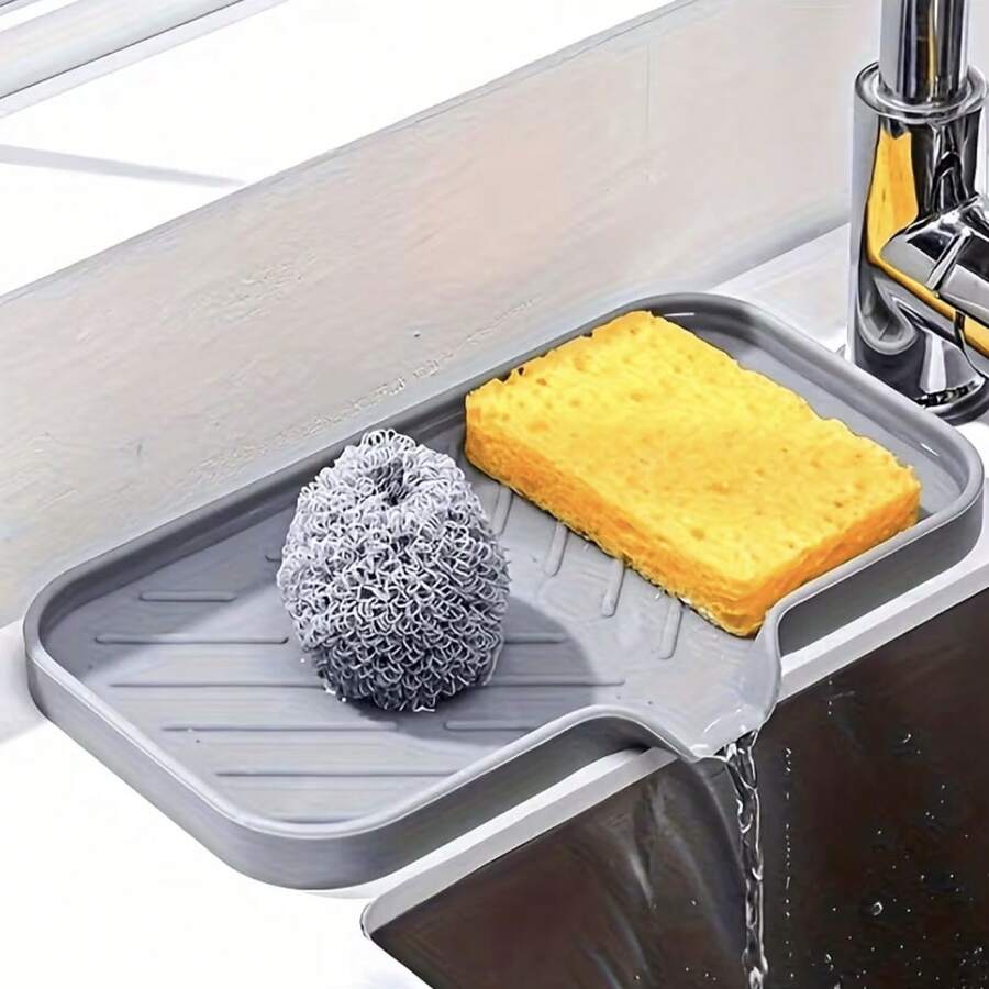 1pc Soap And Sponge Storage Tray, Not Suitable For Food Contact; Suitable For Kitchen Sink Countertop Storage - A - View 1