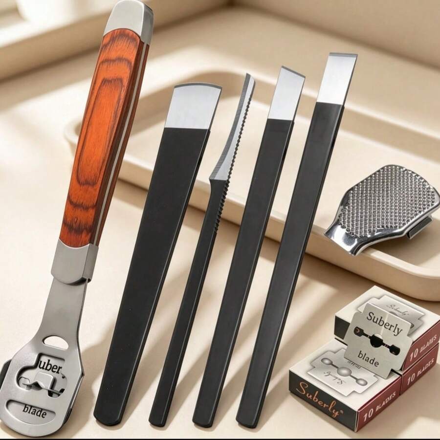 36-Piece Callus Shaver Foot Care Kit, Foot Callus Shaver (1 Stainless Steel Foot File, 1 Foot Rasp, 4 Pedicure Knives, 30 Replacement Blades) - Foot Care Tool Set - View 1