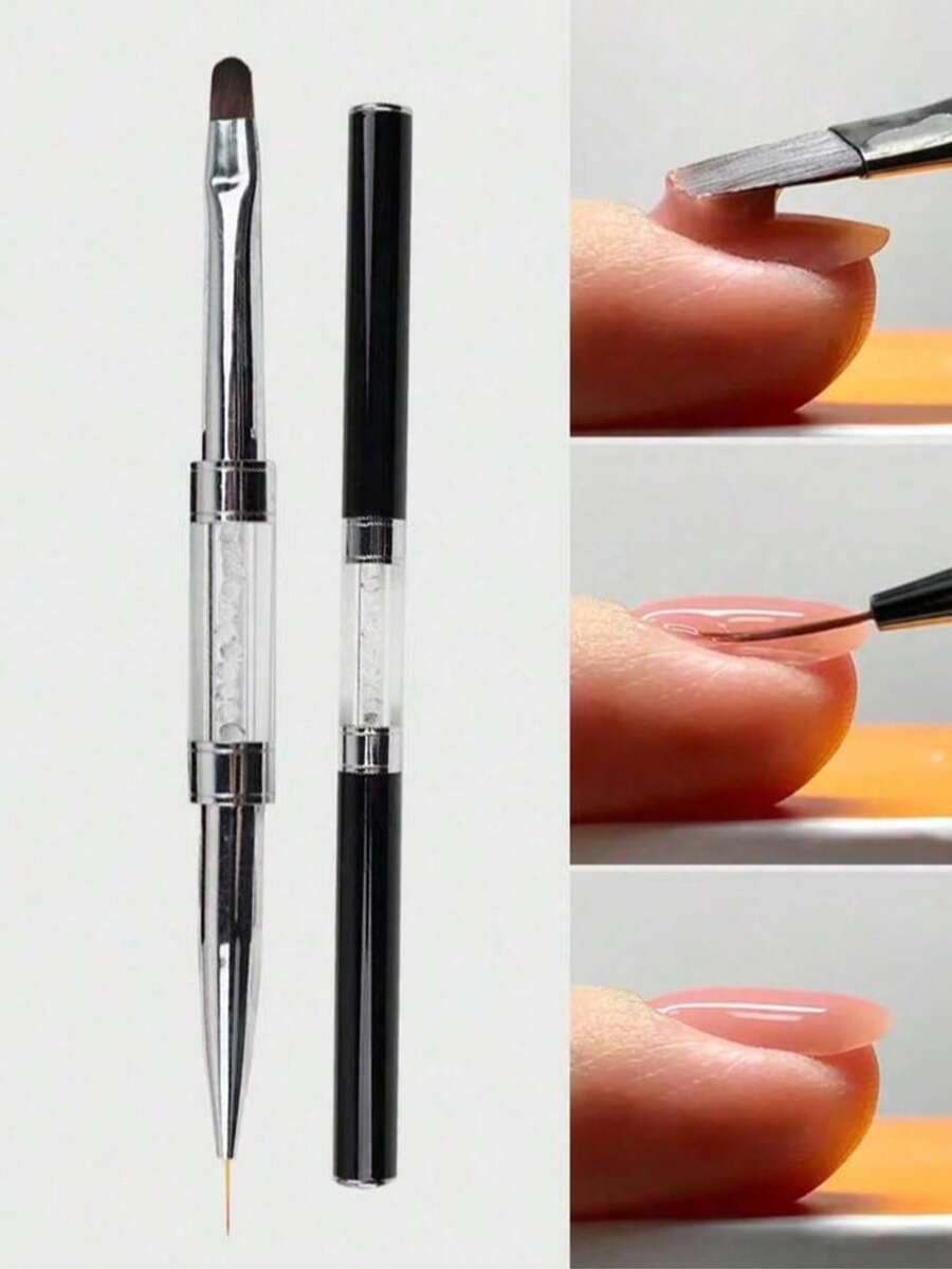 1pc Professional Dual-Ended Nail Art Design Pen, French Extension Nail Liner Brush, Nail Art Tool - Multicolor - View 1