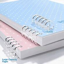 Polka‑Dot Loose‑Leaf Notebook, Press‑Open Binder Journal, Large Capacity Removable Refillable Notebook, Cute Aesthetic School Supplies, Perfect Student Back‑To‑School Gift For Note‑Taking - Multi-color - View 4