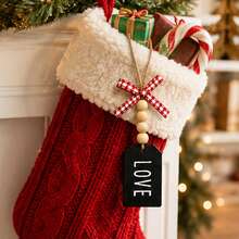 Custom Christmas Stocking Name Tag, Personalized Wooden Clothing Label, Festive Red Black Holiday Style, Customized Stocking & Christmas Tree Decor, Customizable Name Hanging Ornament, Gift Wrap Accent, Christmas Gift 2026, Name Tags For Stockings - Multicolor - View 5
