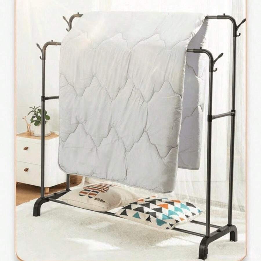 Perchero de Ropa Multifuncional con Doble Barra para Colgar y Estante Inferior, Organizador para Recámara con Amplio Espacio para Prendas, Zapatos, Bolsas y Cajas, Diseño Moderno y Práctico, Ideal para Crear un Vestidor en Casa, Preparar tus Outfits y Mantener Cada Prenda en su Lugar