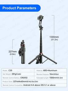 AXNEN Magnetic Selfie Stick Tripod Compatible With IPhone With Remote, Extendable Cell Phone Tripod Stand, Compatible With Smartphone, Selfie Stick Tripod For Phone 16 15 14 13 12 Series And Android Phones - Multicolor - View 13
