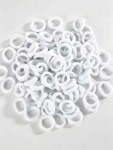 100pcs Women's White Mini Hair Ties, Fashionable Versatile Simple Solid Color Hair Accessories, Women's Hair Accessory Set, Suitable For Daily Outings Hair Styling And Outfit Matching - White - View 8