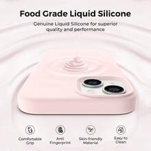 適用於 iPhone 13 14 15 的手機殼，[軍規級防震保護] 矽膠手機殼，內層柔軟耐刮微纖維內襯，適用於 iPhone 16 Pro Max 17 Pro Max 18 Pro Max XS Max XR 7 8 Plus SE2022 6s 6s Plus 12 Mini 11 - 灰粉紅色 - 查看 4