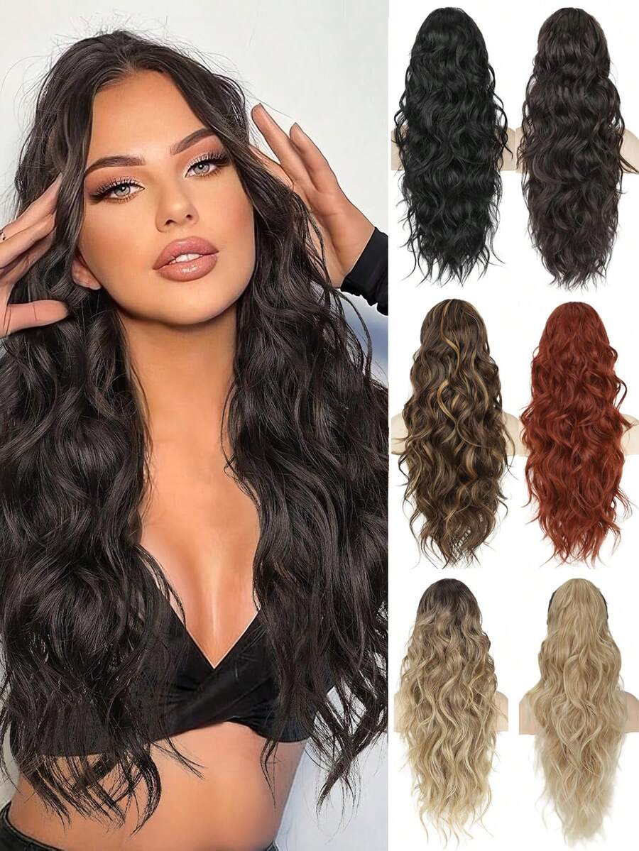 Ponytail Extension, Claw Clip Ponytail Extensions Long Wave Black Ponytail Extensions For Women Synthetic 26 Inch Hairpiece For Daily Use