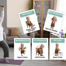 20pcs Elderly Standing And Sitting Full Body Exercise Cards, Clear Graphic Action Guidance, Suitable For Elderly Home Fitness Exercise Reference - 20 Pieces - View 5