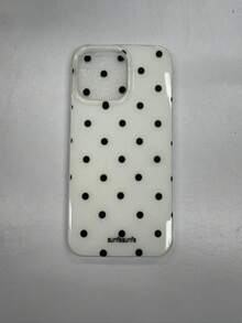 A Stylish Phone Case With A Simple And Cute Design, Featuring A Black And White Polka Dot Pattern, Suitable Compatible With Iphone 11 To 18/17 Series, Including Pro Max Versions. (The Tag On The Phone Case Is For Photo Purposes Only, The Actual Product Does Not Have A Tag) - White - View 4