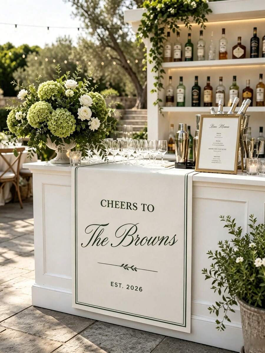 Personalized Wedding Welcome Sign, Wedding Welcome Table Runner, Custom Banner, Custom Tablecloth, Romantic Wedding Gift, Wedding Decoration, Commemorative Gift - Multicolor - View 1