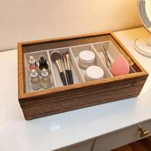 Wooden And Acrylic Top Jewelry Display Box Accessory Storage Box, Wooden Jewelry Tray Collectibles Storage Box, Home Storage Box With Metal Clasp And Acrylic Top Cover, Eyeglasses Storage Box - Multicolor - View 11