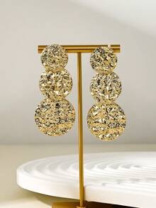 European And American Fashion Minimalist Geometric Earrings, Suitable For Party, Banquet, Wedding, Engagement - Gold - View 3