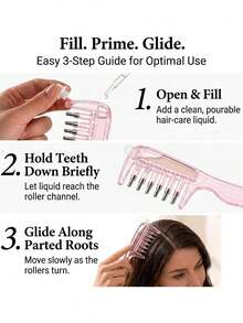 Crystal Liquid Dispensing Comb, Scalp Hair Care Essential Oil Massage Comb, Liquid Dispensing Comb, Even Application Home Use Liquid Dispensing Massage Comb. Hair Root Nourishing Essential Oil Comb, Comb + Dropper - Multicolor - View 6
