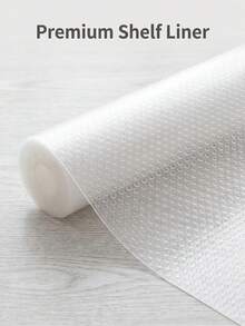 1 Roll Transparent Round Dotted Cabinet Liner, EVA Plastic Material, Non-Stick Drawer Liner, Anti-Stain Plastic Storage Mat, Shelf Liner, Waterproof Refrigerator Mat, Easy To Clean, Great Choice For Multi-Functional Kitchen Tools - Clear - View 1