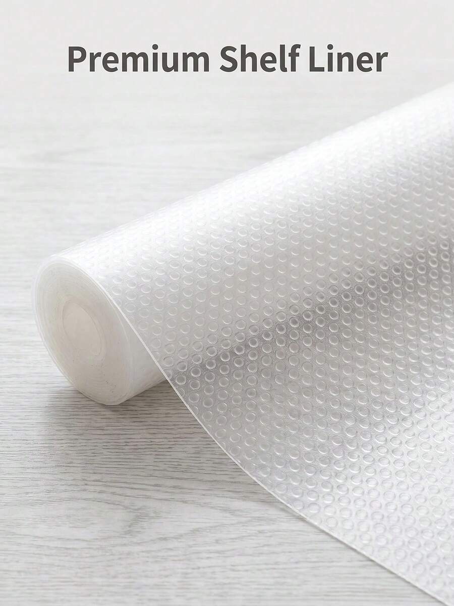1 Roll Transparent Round Dotted Cabinet Liner, EVA Plastic Material, Non-Stick Drawer Liner, Anti-Stain Plastic Storage Mat, Shelf Liner, Waterproof Refrigerator Mat, Easy To Clean, Great Choice For Multi-Functional Kitchen Tools - Clear - View 1