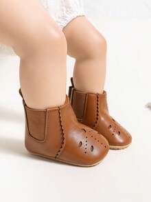 Infant Hollow Breathable Chelsea Ankle Boots, Easy On/Off Hook & Loop Soft Sole Vintage Toddler Walking Shoes - Brown - View 11
