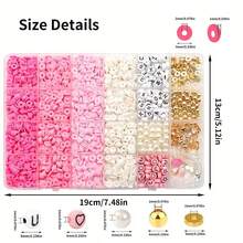 1 Kotak Kit Manik-Manik Tanah Liat 24 Kotak untuk Pembuatan Perhiasan, Manik-Manik Tanah Liat Lunak untuk Hari Valentine, Gelang Persahabatan DIY, untuk Pembuatan Kalung dan Gelang - berwarna merah muda - View 3