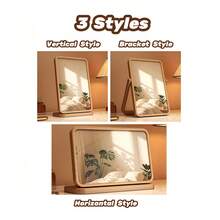 Natural Bamboo Mirror, Retro Wooden Vanity Mirror, Rectangular Tabletop Mirror, Suitable For Living Room, Bedroom, Foyer And Other Spaces - Log Color - View 3