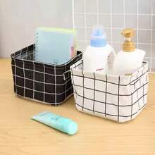 Foldable Mesh Fabric Storage Basket Organizer Box For Bathroom Bedroom Sundries Toys Cosmetics With Handles (Note: Texture, Color, Line Of The Handle Part Are Random) - Multicolor - View 2