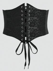 1pc Women's Black Lace Waist Cincher, Sexy Gothic Style Suitable For Halloween Party Or Daily Commute Outfit - Black - View 11