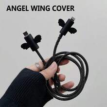 3pcs Wing Creative Minimalist Data Cable Protector, Anti-Breakage Charging Cable Protector, Designed For Phone Charging Cables. Durable, Tear-Resistant, Perfect Gift For Christmas, New Year Or Birthday. Phone Charger Accessories, Desktop Cable Management, Fun Cable Protector - Multicolor - View 1