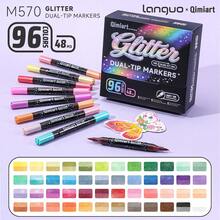 Languo Glitter Effect Marker Pen Set, Dual-Tip Dual-Color 1-5mm Soft Brush-Tip Shiny Markers For Graffiti, Writing And Art Projects - Multicolor - View 4