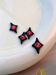 Y2K Pink & Black Heart & Star Nail Art Decorations, 5pcs, 3D Resin Rhinestone Nail Charms, Millennium Nail Art Supplies, 3D Nail Decorations, Fashionable & Cool Nail Art Accessories, Nail Art Decorations, Professional Nail Art Decorations, Nail Decorations, DIY Personalized Nail Art Gems, Suitable For Home Nail Art Decoration - Multicolor - View 20