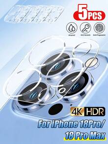 Yezodawee 5片裝相機鏡頭保護膜，相容 iPhone 17 Pro/16/15/14/13/12/11，軍規級防刮膜，9H 強化玻璃相機鏡頭蓋，不影響夜間拍攝，透明 - 無色 - 查看 1