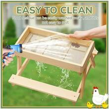 Shoze Elevated Wooden Chicken Feeder With Mesh Screen Raised Poultry Food Tray For Backyard Hen And Duck - 1pcs - View 5