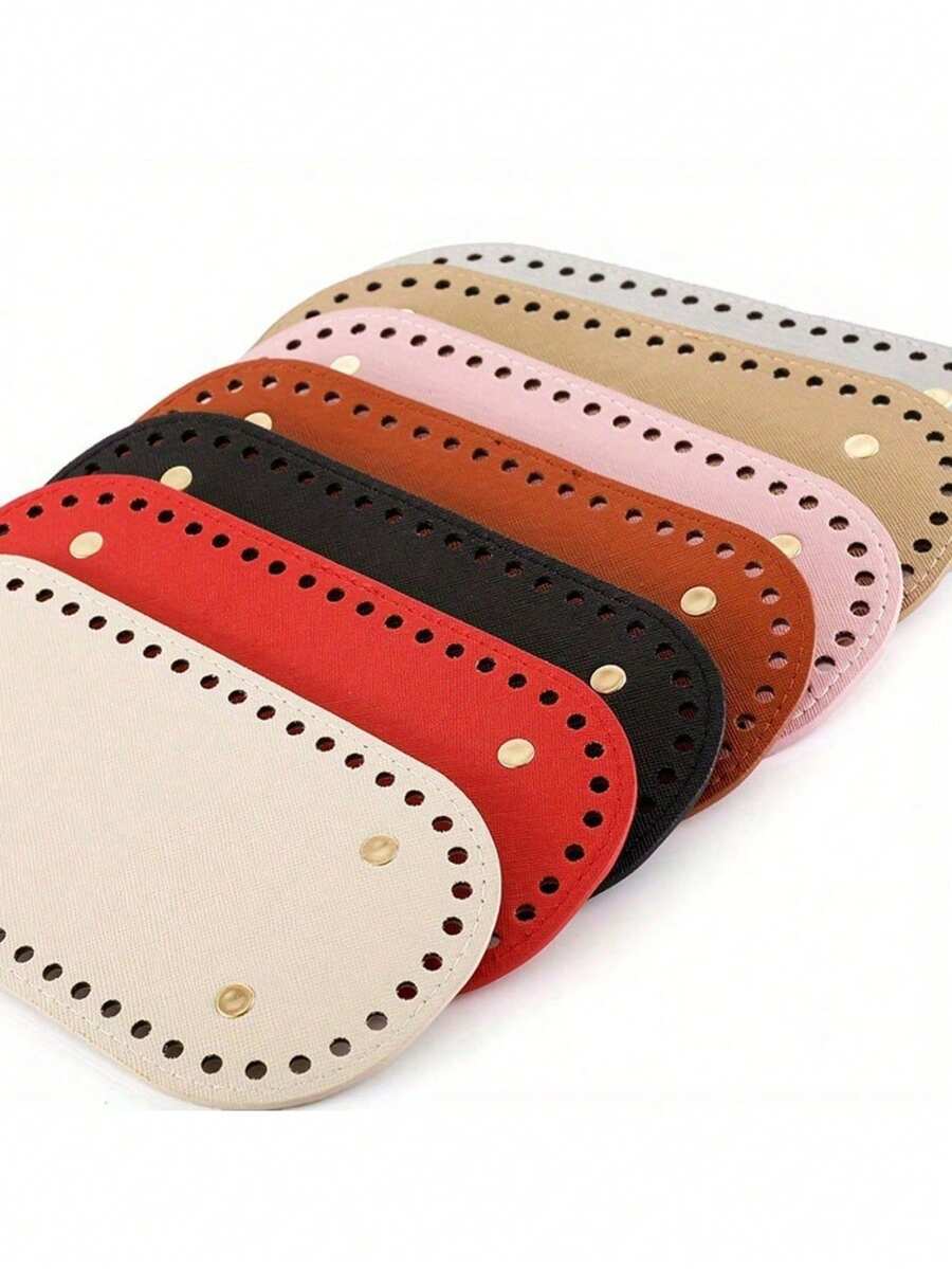 Premium Oval PU Leather Bag Bottom Pad, Pre-Punched Sewing Holes Design, Suitable For Hand Weaving, Sewing Accessories And DIY Crafts, Durable Waterproof And Easy To Use, Ideal Choice For Making DIY Wallets - Multicolor - View 1