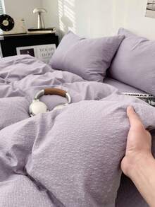 3pcs Solid Color Duvet Cover Set, Ultra Soft Breathable Microfiber Double-Layer Gauze All-Season Bedding, Machine Washable Fade/Pill/Shrink-Resistant, Fresh INS Room Decor For King Queen Full Twin, Home Dorm Guest Room Vacation Rental Gift - Multicolor - View 1