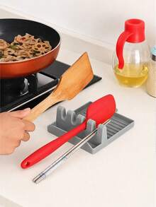 1 Set (Pot Lid Rack + Hook Set) Hard Plastic Utensil Rack With Draining Pad, Suitable For Soup Ladle, Tongs, Spatula And Other Kitchen Utensils; Multi-Functional Kitchen Pot Lid Rack/Utensil Storage Rack, Multi-Functional Foldable Pot Lid Rack, Soup Ladle Holder, Heat-Resistant Pot Lid Rack And Kitchen Accessory Storage Rack. (Pot Lid Rack/Hook Optional) - View 1