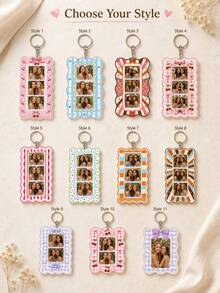 1pc Custom Personalized Photobooth Style Keychain, Custom Photo Couples Keychain, Besties Photo Keychain, Gift For Boyfriend, Besties Gift - Pink - View 4