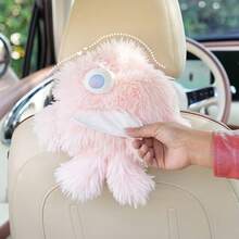 Cute Monster Car Tissue Box, Soft Plush Car Back Seat Hanging Tissue Holder, Universal Car Interior Decor, Adjustable Clip Car Tissue Storage, Cute Car Gift For Women - Tissue Box - View 10