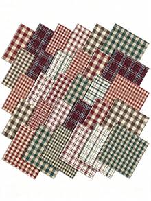 10/20pcs Striped Plaid Fabric Set, Pre-Cut Fabric, Vibrant Classic Plaid Combination, High-Quality Colored Yarn-Dyed Plaid Fabric, Suitable For DIY Sewing, DIY Crafts, Home Decor, Patchwork And Embroidery Crafts. Multi-Functional Fabric - Multicolor - View 1