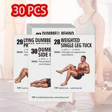 30pcs - Abdominal Workout Flash Cards, Beginner Men's Abdominal Training Guide Cards, Portable Home Fitness Core Training Instruction Cards, Beginner-Specific Indoor Abdominal Muscle Exercise Reference Cards - 30-pack Abs Workout Flash Cards - View 4
