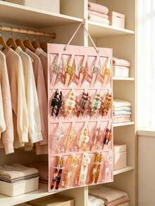 Felt Hanging Hair Clip Storage Hanging Bag, Wall Mounted Storage Bag, Multi Pocket Large Capacity Design, Saves Vanity Desktop Space, Can Be Hung In Bedroom Or Closet, Simple And Practical, Perfect Organizer For Girls' Hair Accessories - Multicolor - View 7