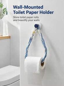 1pc Woven Paper Towel Holder, Ins Cream Style Toilet Paper Holder, Wall-Mounted Woven Paper Towel Rack. Suitable For Home Decor Enthusiasts And Apartment Owners. Applicable For Laundry Room, Bathroom, Kitchen And Bedroom Use. - Multicolor - View 3