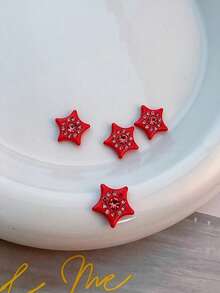 Y2K Pink & Black Heart & Star Nail Art Decorations, 5pcs, 3D Resin Rhinestone Nail Charms, Millennium Nail Art Supplies, 3D Nail Decorations, Fashionable & Cool Nail Art Accessories, Nail Art Decorations, Professional Nail Art Decorations, Nail Decorations, DIY Personalized Nail Art Gems, Suitable For Home Nail Art Decoration - Multicolor - View 14