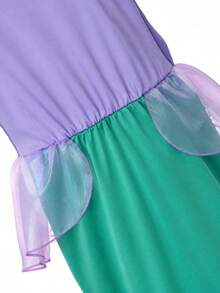Young Girls Cap Sleeve Mermaid Tail Cute Dress, Suitable For Outings, Carnivals, Parties, Birthdays, Eid, Purim And Other Major Festivals - Mauve Purple - View 5